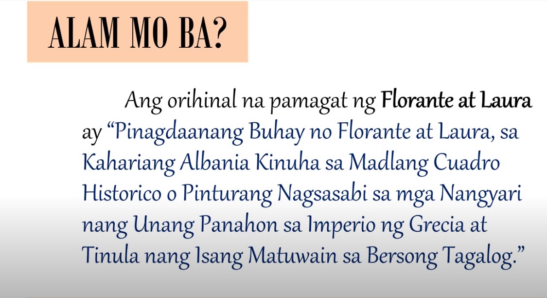 Kaligirang Pangkasaysayan Ng Florante At Laura Quizizz