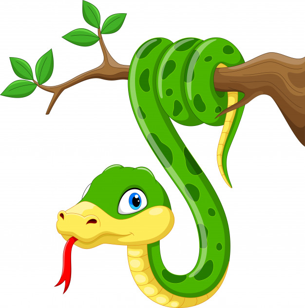 Мультяшная змея на ветке