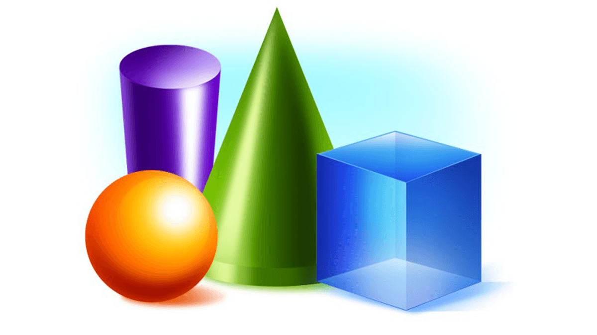 Шар куб параллелепипед. Трехмерные фигуры. Объемные геометрические фигуры. Объемные математические фигуры. Разноцветные фигуры.