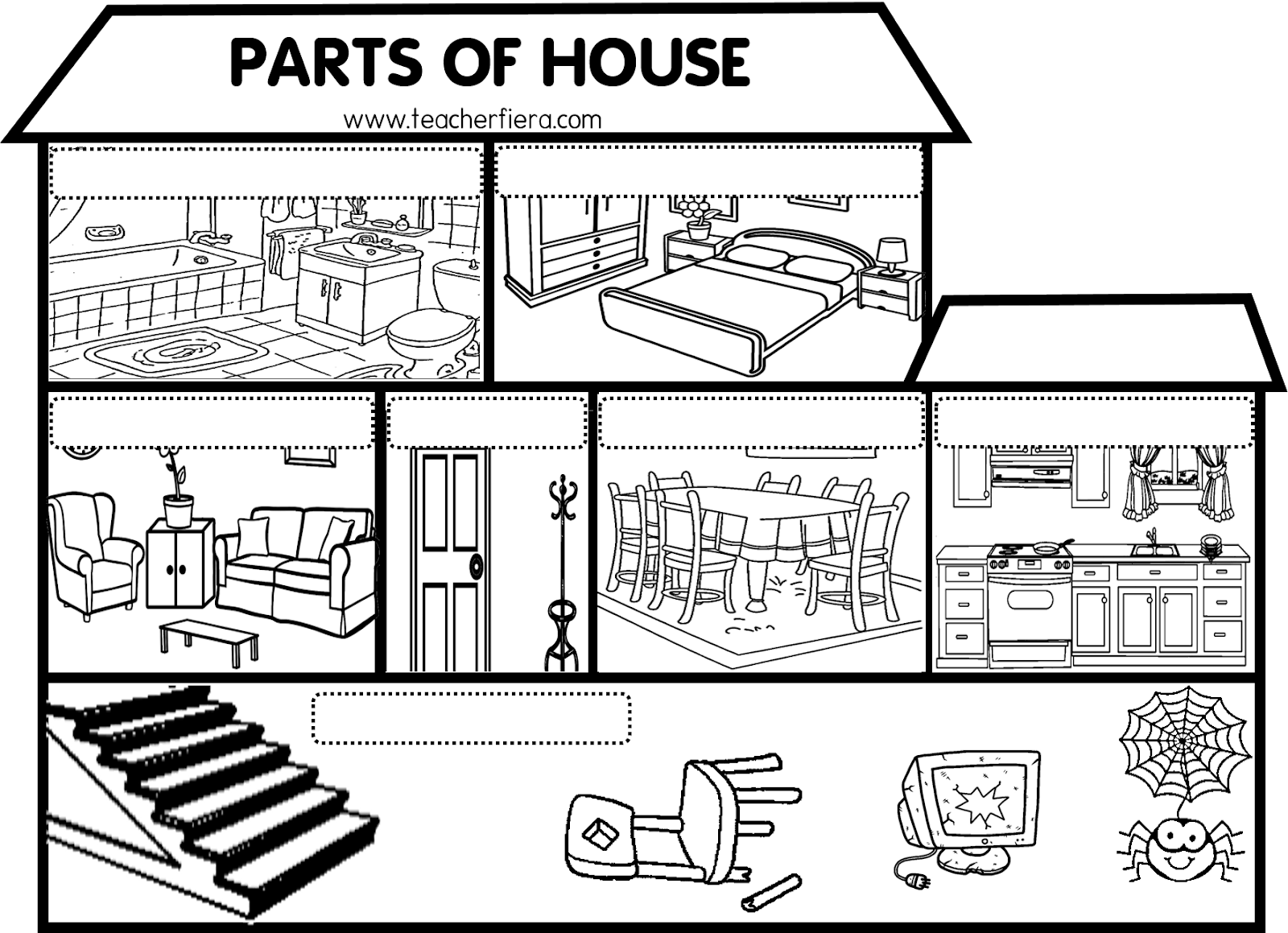 Rooms in the House раскраска. Дом Worksheets. Parts of the House. The Rooms of a House задание.