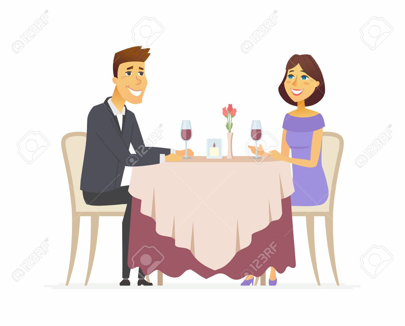 Романтический ужин иллюстрация