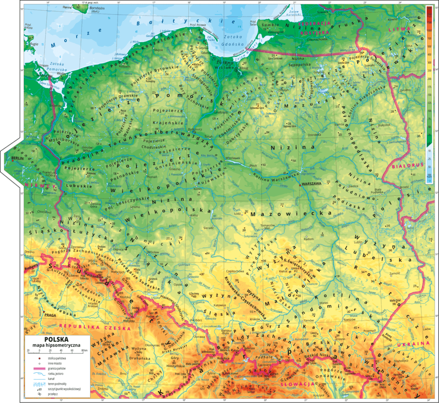 Карта рельефа польши
