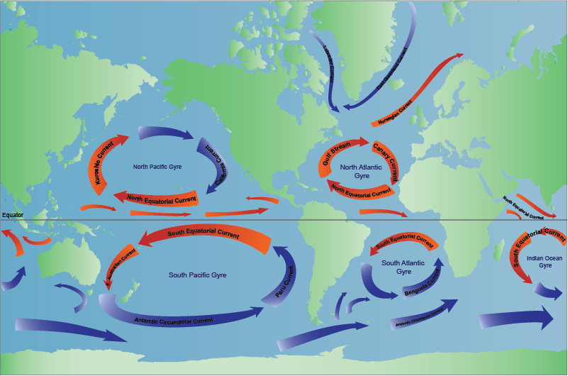 Западные берега теплые и холодные течения. Течения мирового океана. Кольца течений в океанах земли. Морские и Океанические течения. Общая циркуляция океана.