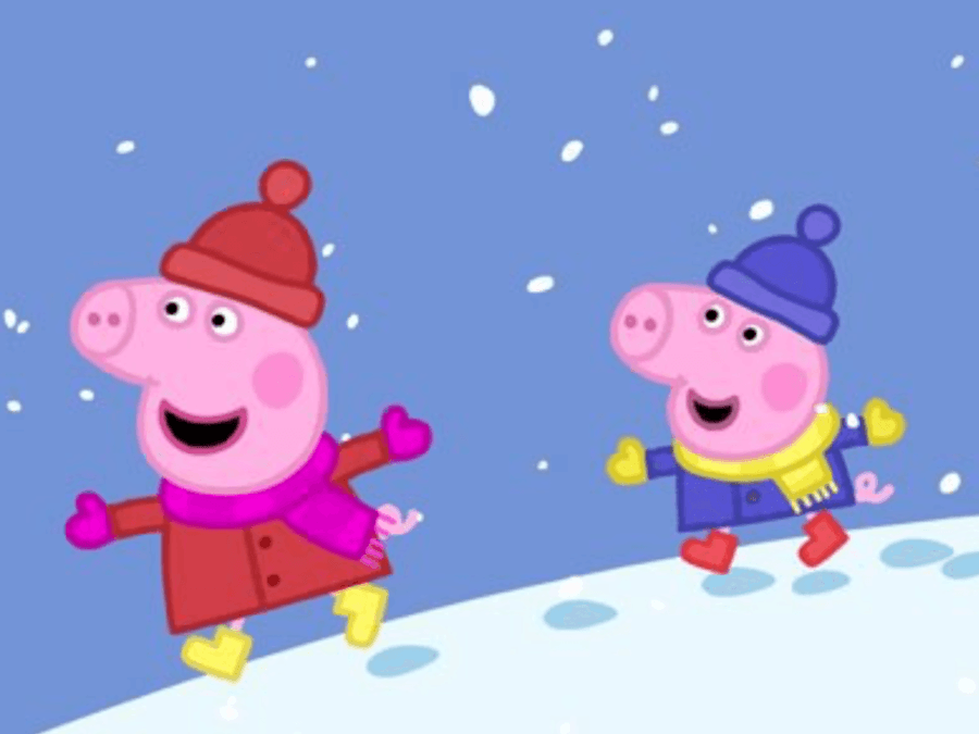 Свинка пеппа год. Peppa Pig Snow. Свинка Пеппа зима. Свинка Пеппа новый год. Джордж в шапке Свинка Пеппа.