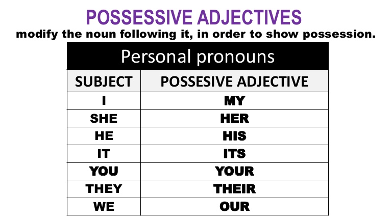 Use possessive adjectives