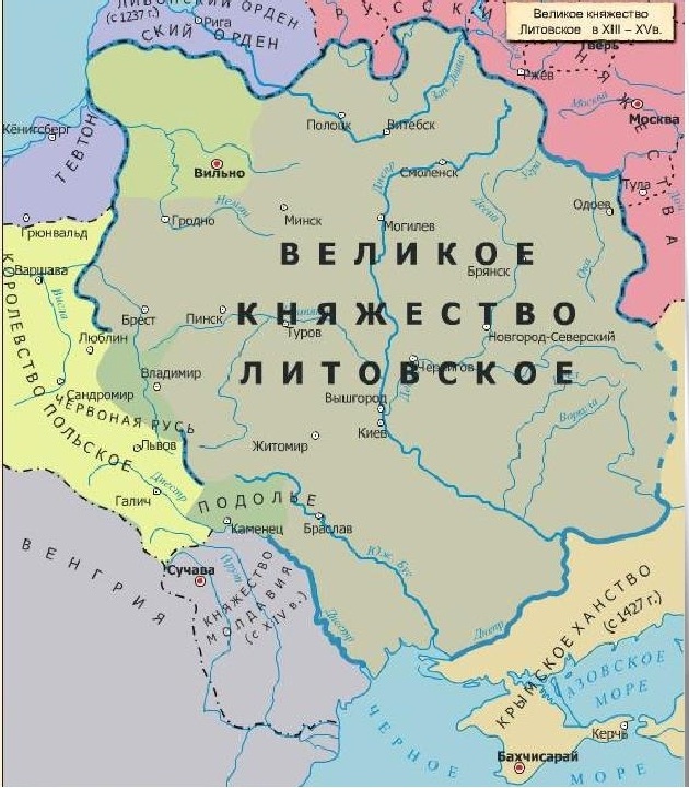 Карта вкл наложенная на современные границы