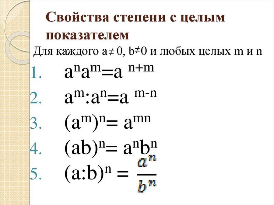 Проект по математике свойства степени 7 класс