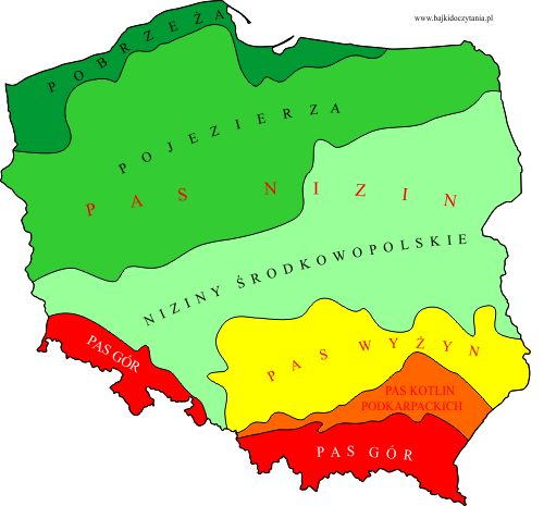 Kartkówka krajobrazy polski. Рельефная карта Польши. Польска крайна.