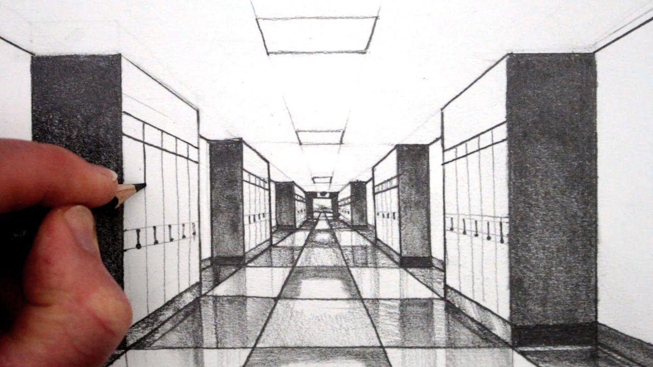 Перспектива школьного коридора