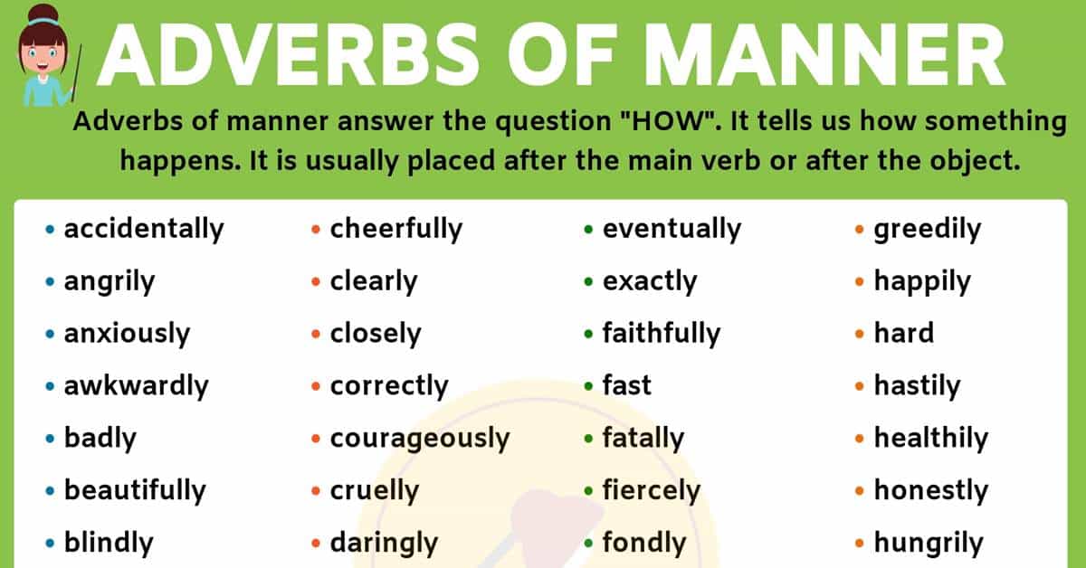 ADVERBS OF MANNER English Quizizz