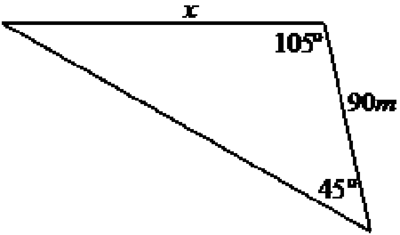 Lei dos Cossenos  Dois lados de um triângulo medem 6m e 10m e formam entre  si um ângulo de 120°. 