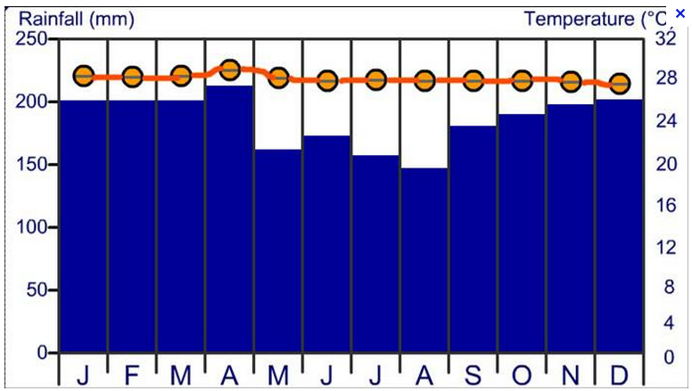 tropical rainforest graph of temperature and precipitation