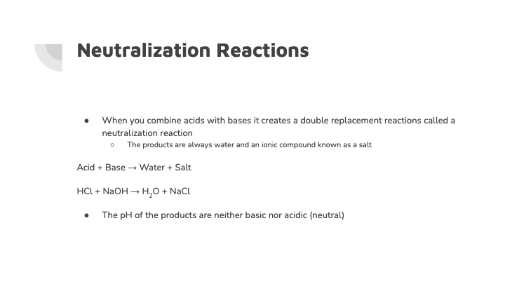 Neutralization Reactions | Chemistry - Quizizz