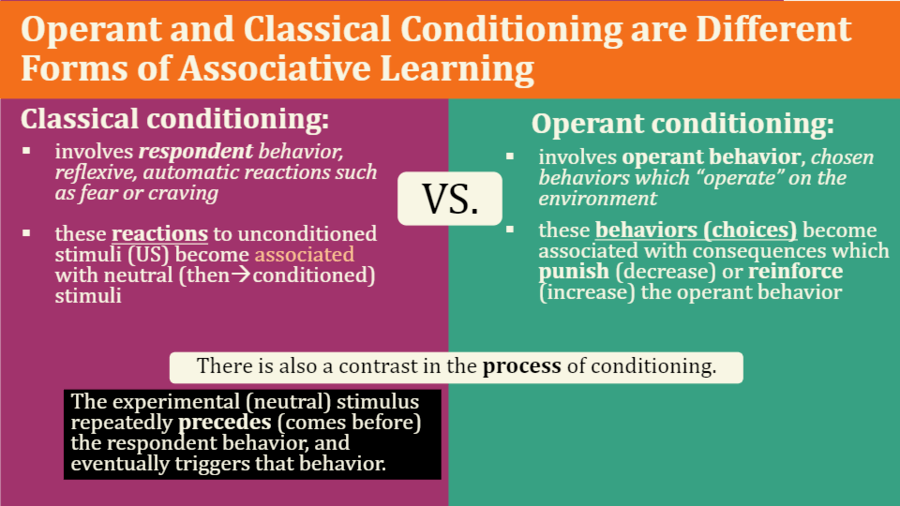 operant conditioning vs classical conditioning