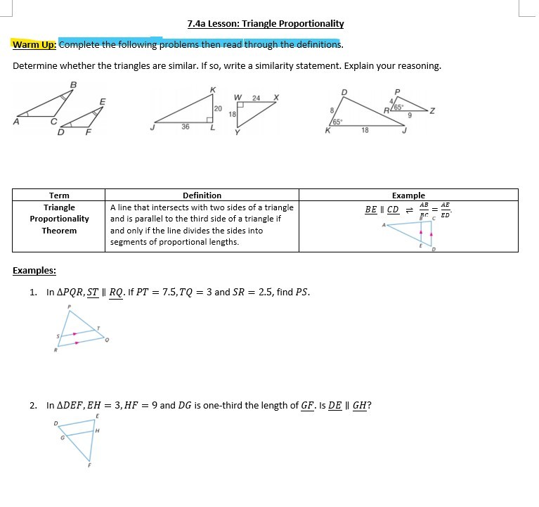 Triangle Proportionality Theorem | Mathematics - Quizizz