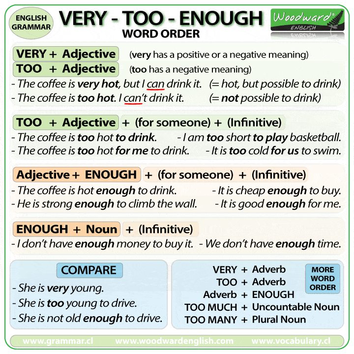 Too, too much, too many, enough - Test-English