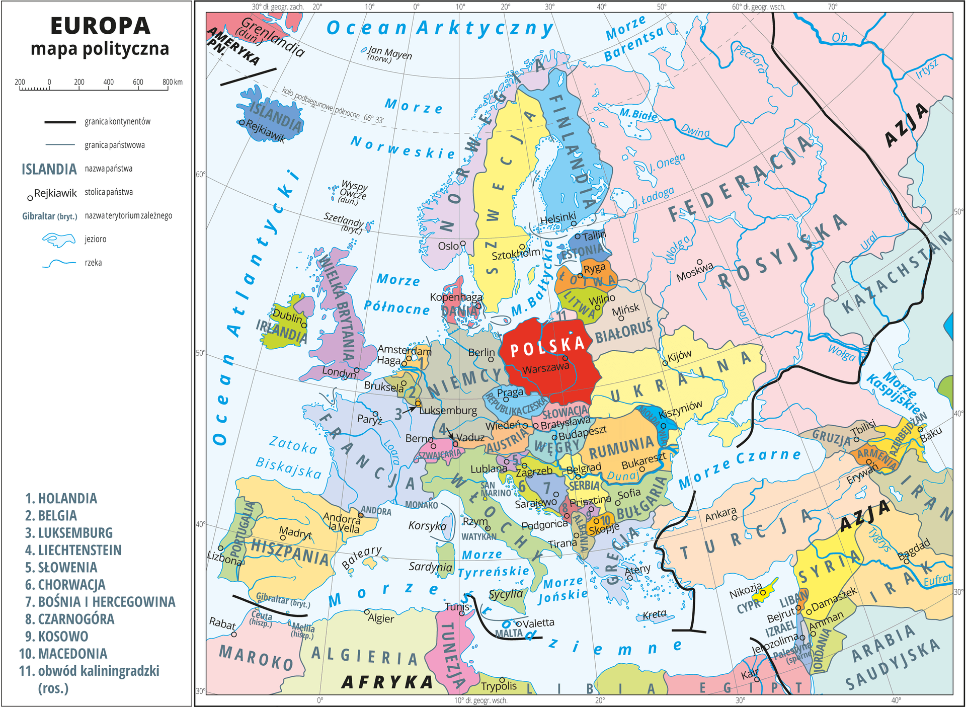 kraje w europie - Klasa 3 - Quiz