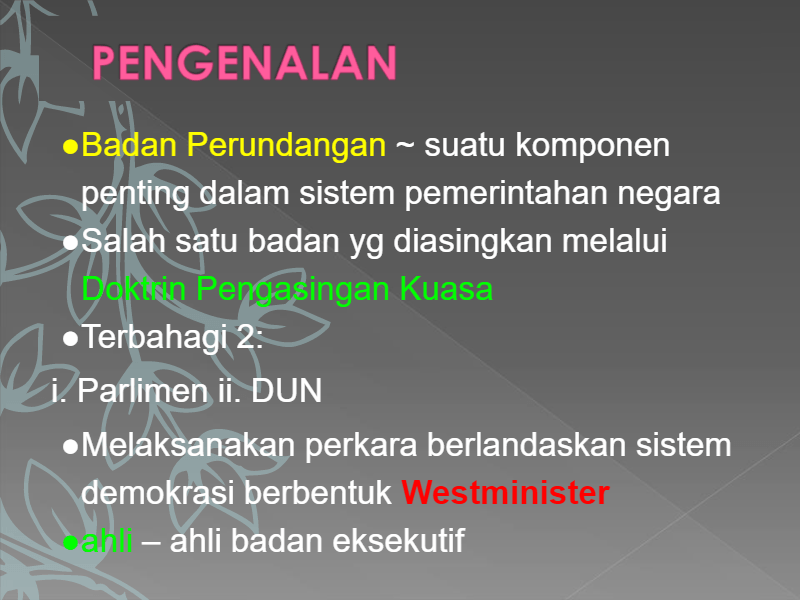 PENGAJIAN AM SEMESTER 1 : BADAN PERUNDANGAN - Quizizz