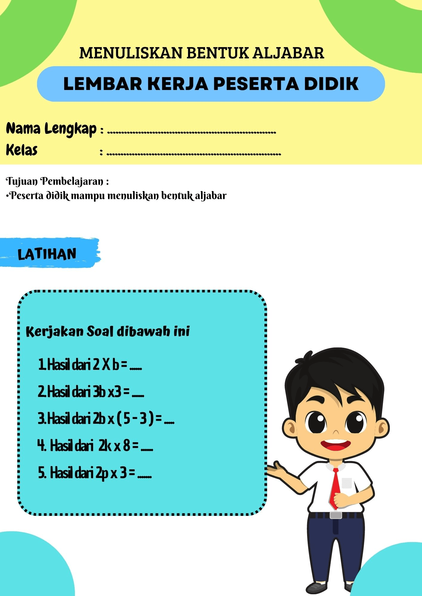 Ekspresi dan Persamaan - Kelas 7 - Kuis