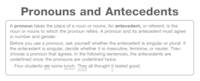 Pronoun-Antecedent Agreement Flashcards - Quizizz