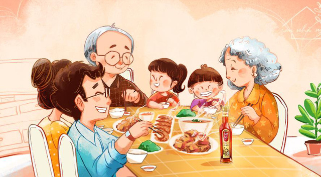 Khám phá Vẽ gia đình ăn cơm qua bàn ăn hạnh phúc
