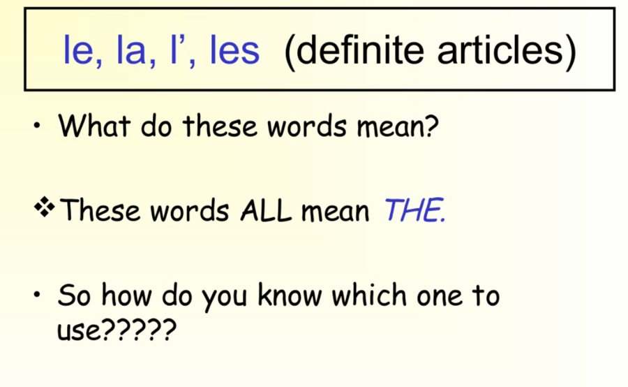 Definite Articles in French