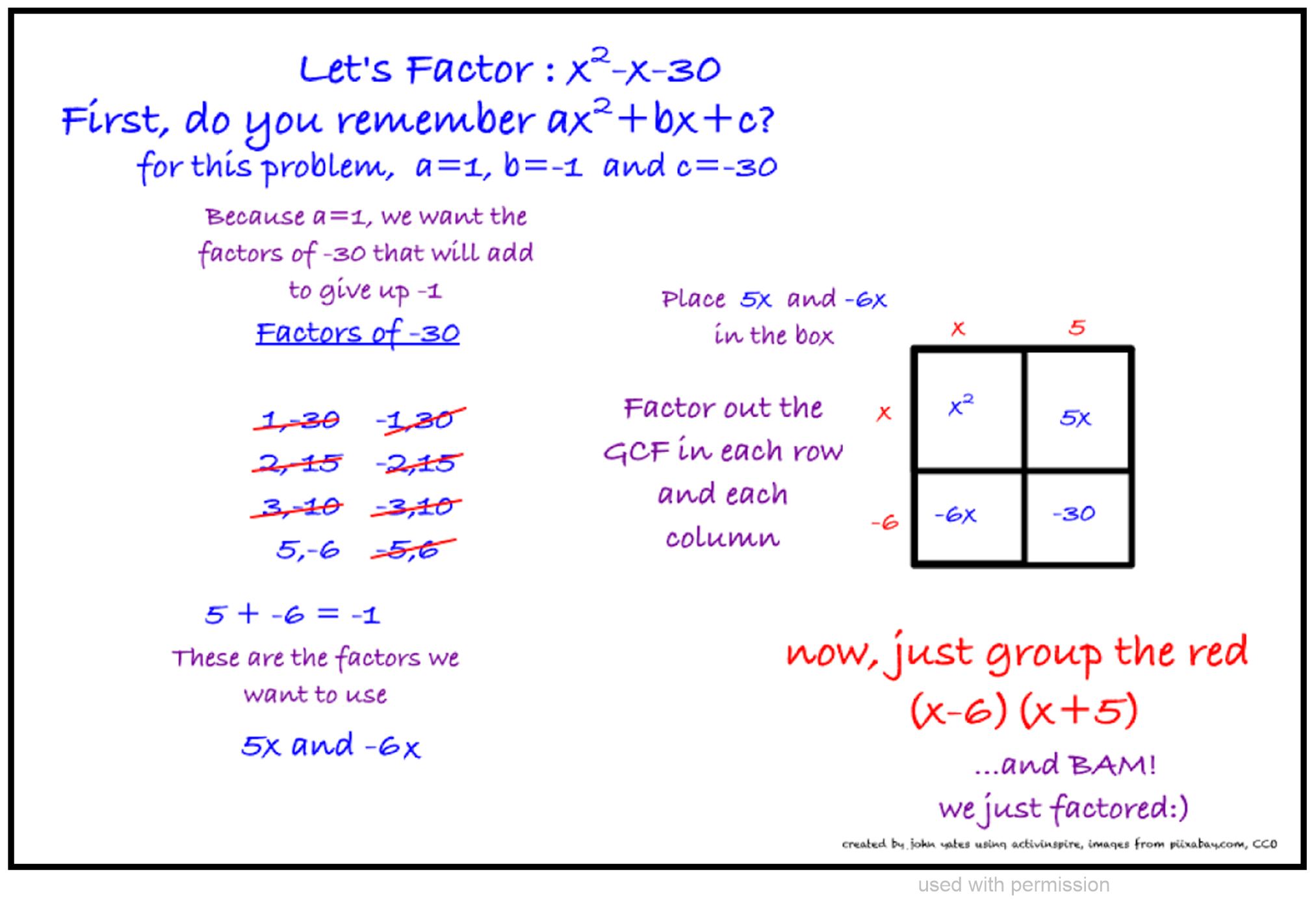 Factoring Trinomials using the box/area model - Quizizz