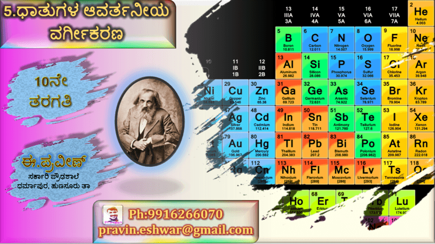 10th Science ಧಾತುಗಳ ಆವರ್ತನೀಯ ವರ್ಗೀಕರಣ