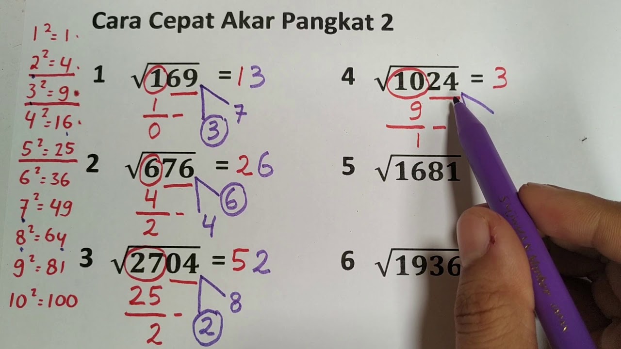 Latihan Soal Pangkat Dua Dan Akar Pangkat Dua Kelas Sd Quizizz