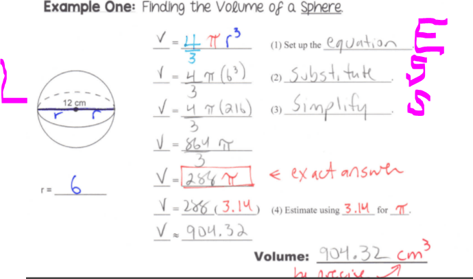 12.6 Surf. Areas & Volum. of Spheres/12.7 Model. Surf. Area problems ...