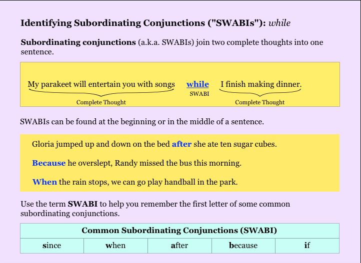 Highlight The Subordinating Conjunction Swabi In The Sentence