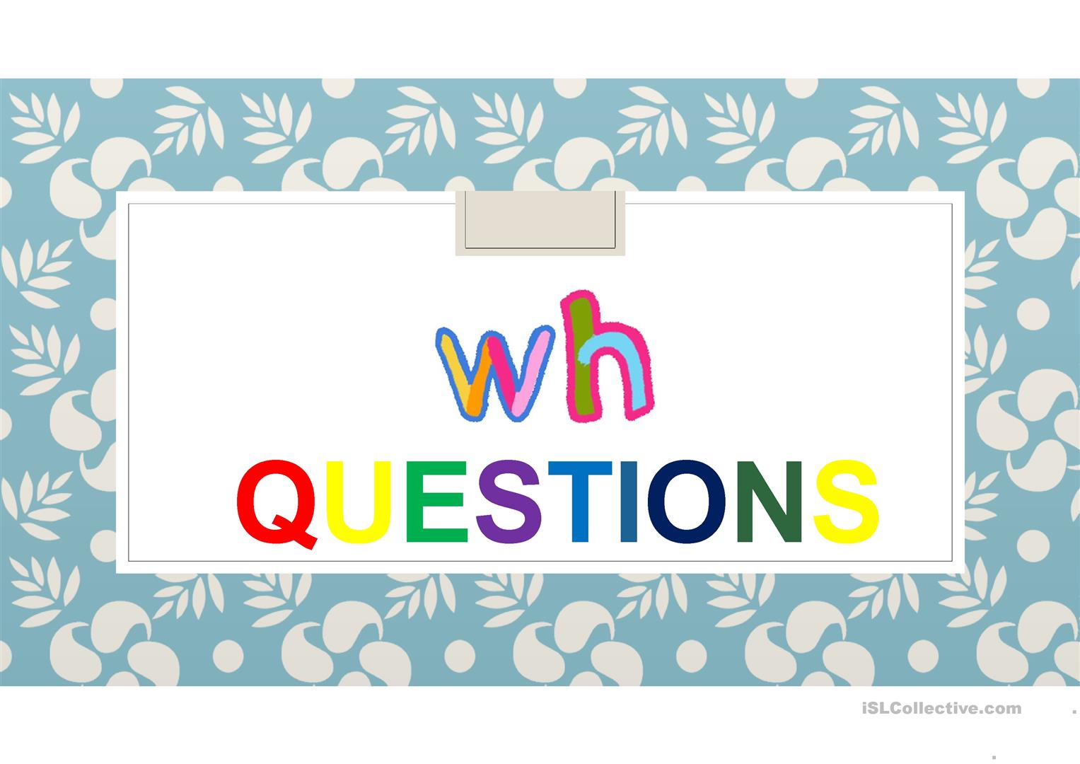 Who What When Where Why Questions - Grade 4 - Quizizz