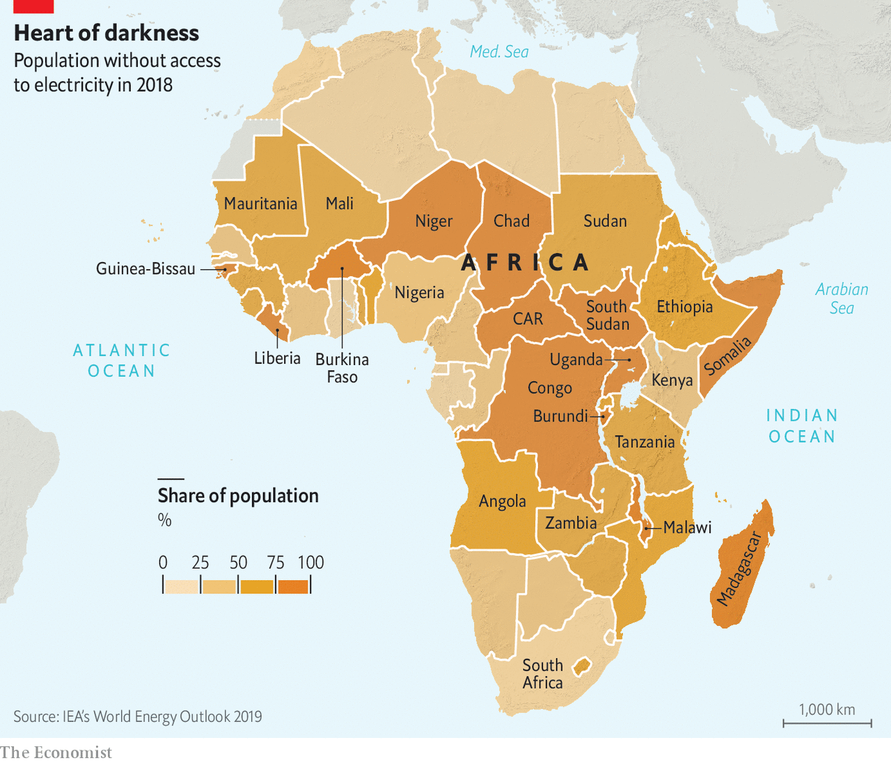 sub saharan africa physical map