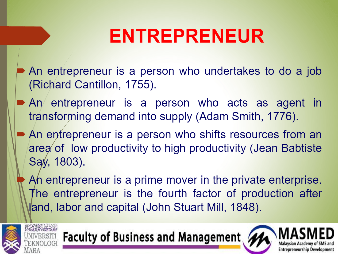 Theories And Concepts Of Entrepreneurship - Quizizz