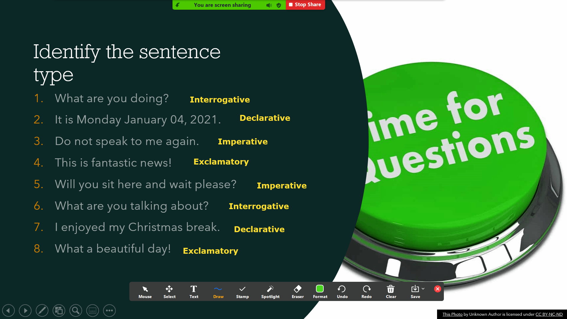 Types Of Sentences | Quizizz