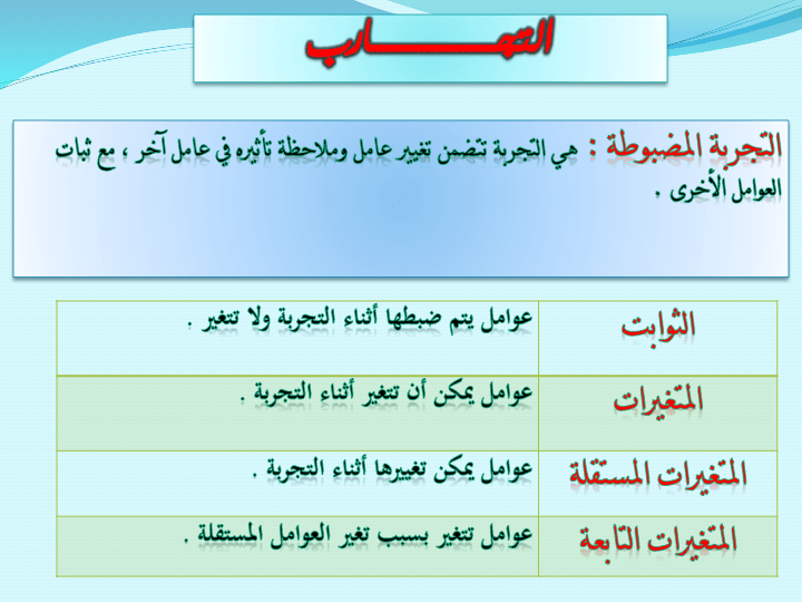 عوامل لا تتغير اثناء التجربة