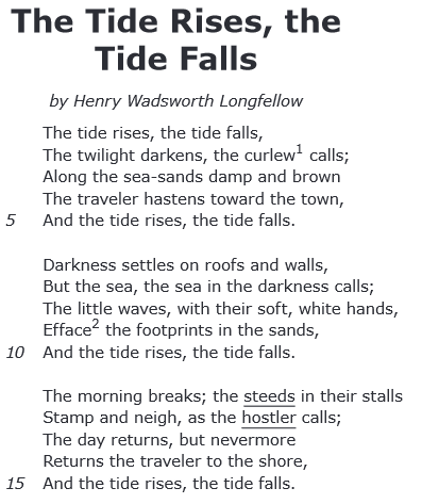 the tide rises the tide falls tone