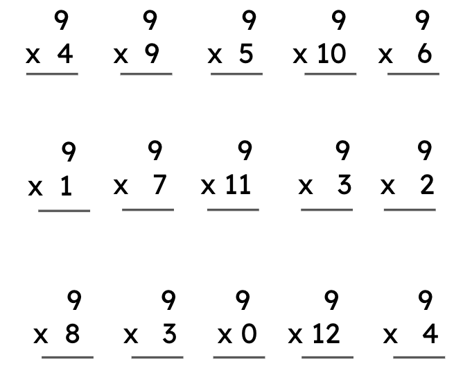 Multiplication X 9 problems & answers for quizzes and worksheets - Quizizz