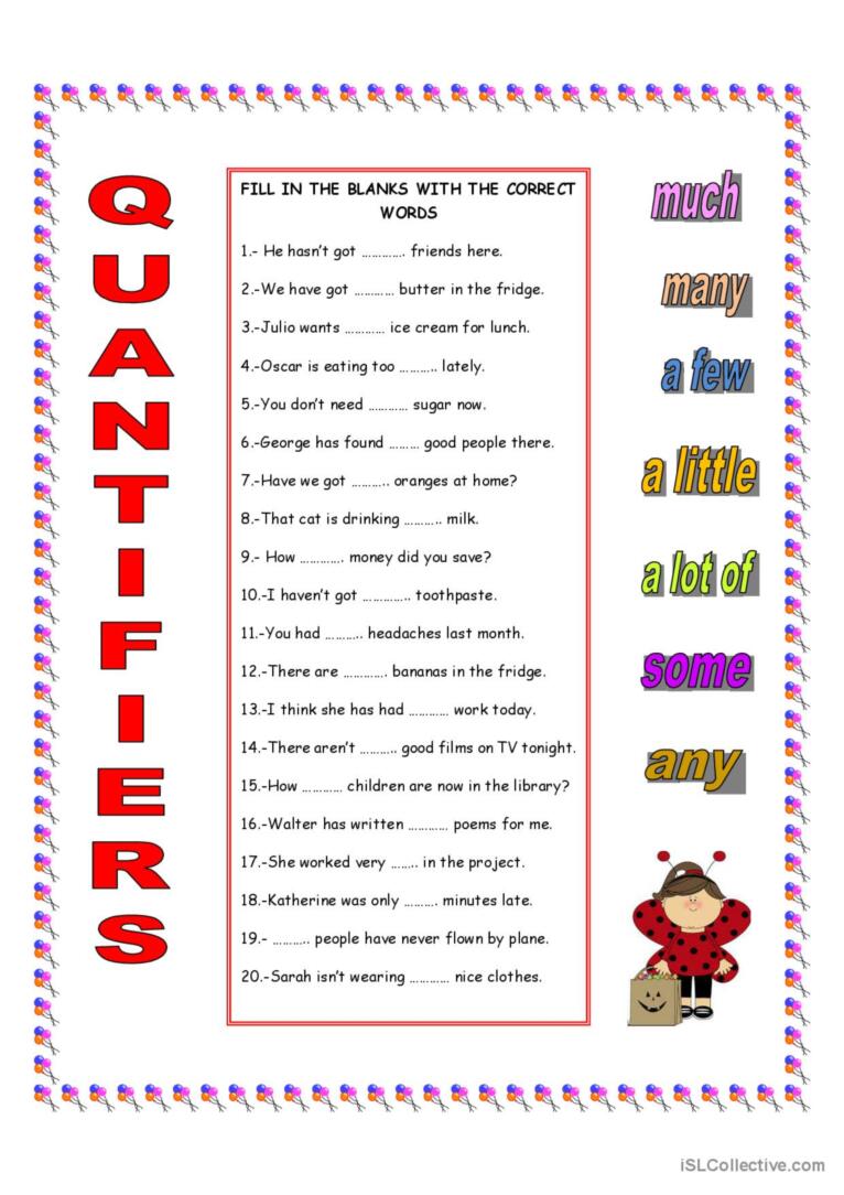 Quantifiers Questions & Answers For Quizzes And Worksheets - Quizizz