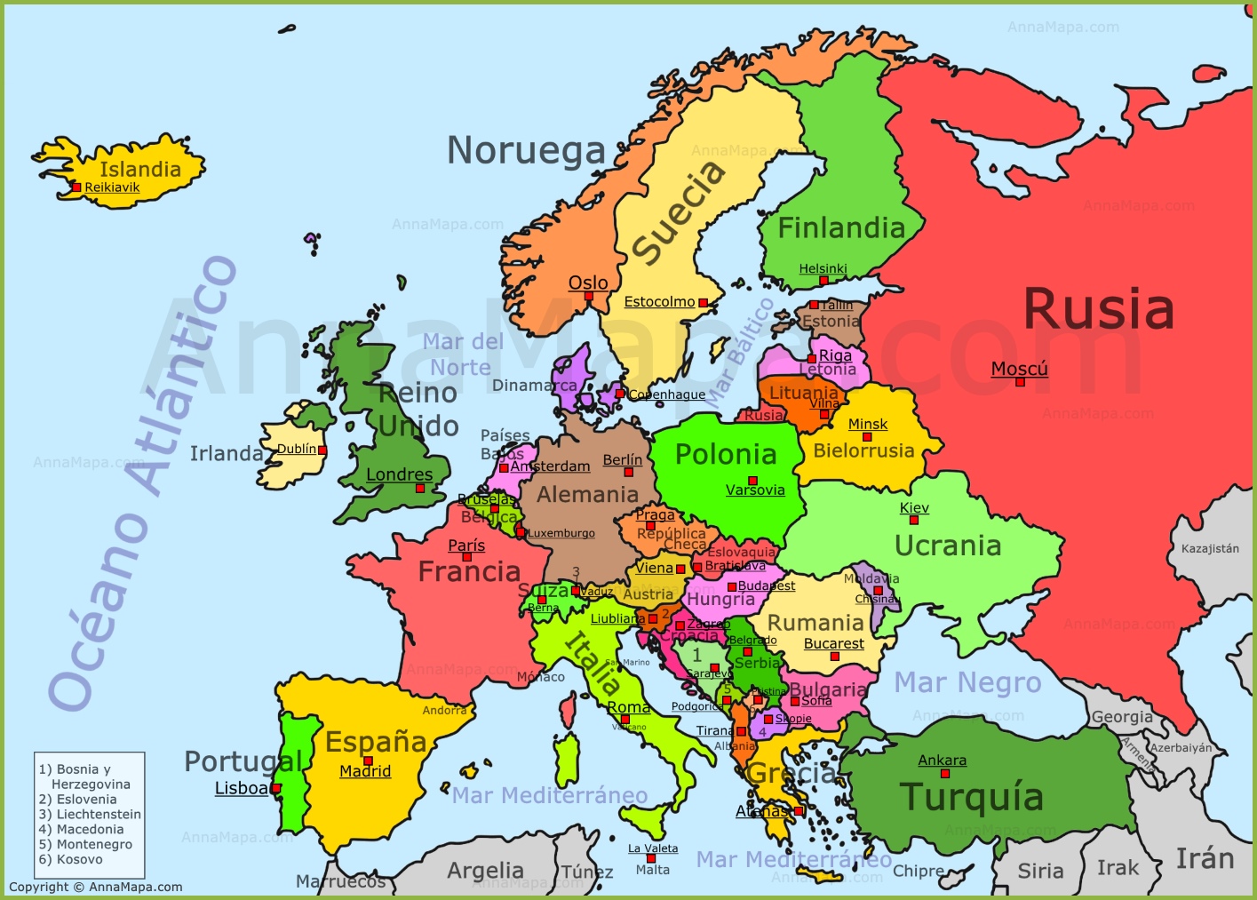 países da europa - Série 11 - Questionário