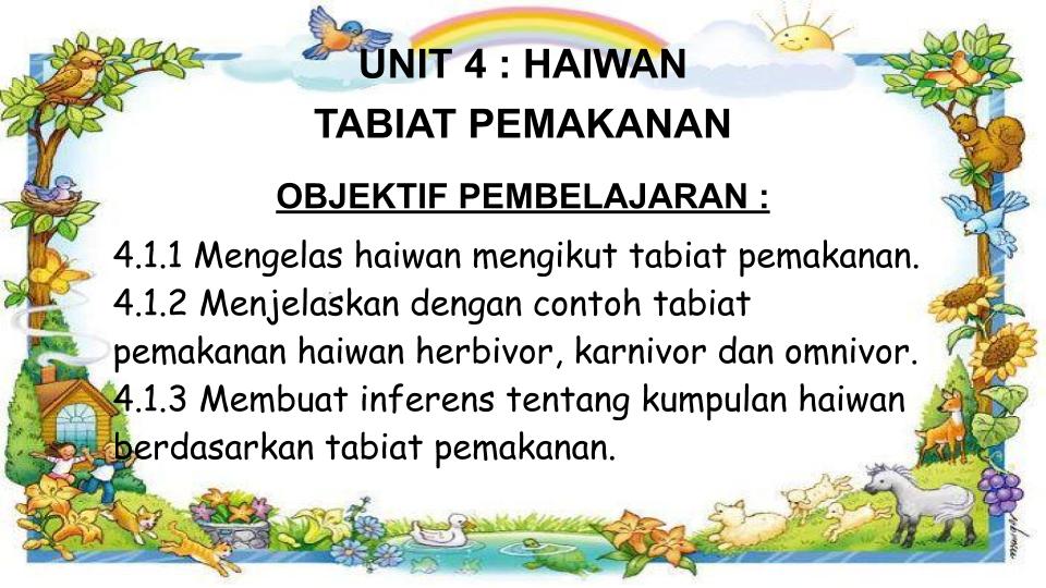 UNIT 4 : HAIWAN - TABIAT PEMAKANAN HAIWAN | Quizizz