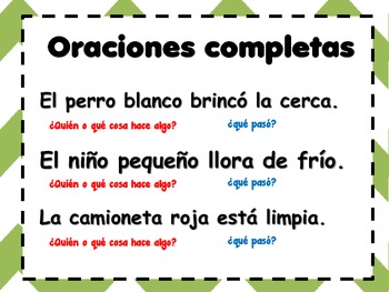 Oraciones completas - Grado 5 - Quizizz