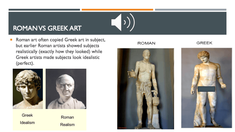greek idealism vs roman realism