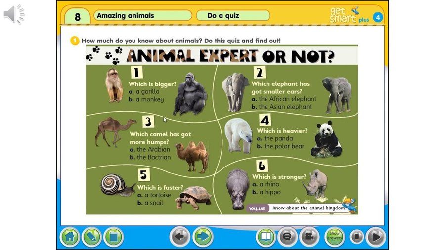 Get Smart Plus 4 Amazing Animals questions & answers for quizzes and  worksheets - Quizizz
