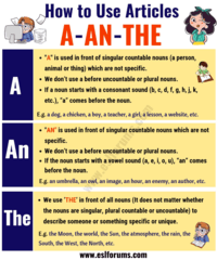 English Grammar Articles English Quizizz