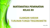 turunan kedua fungsi trigonometri - Kelas 12 - Kuis