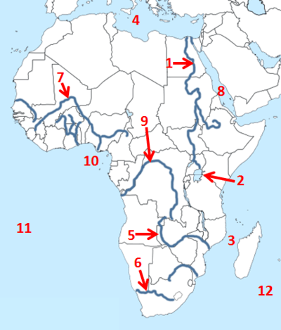 africa water bodies map