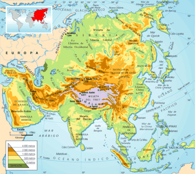 asia physical features map