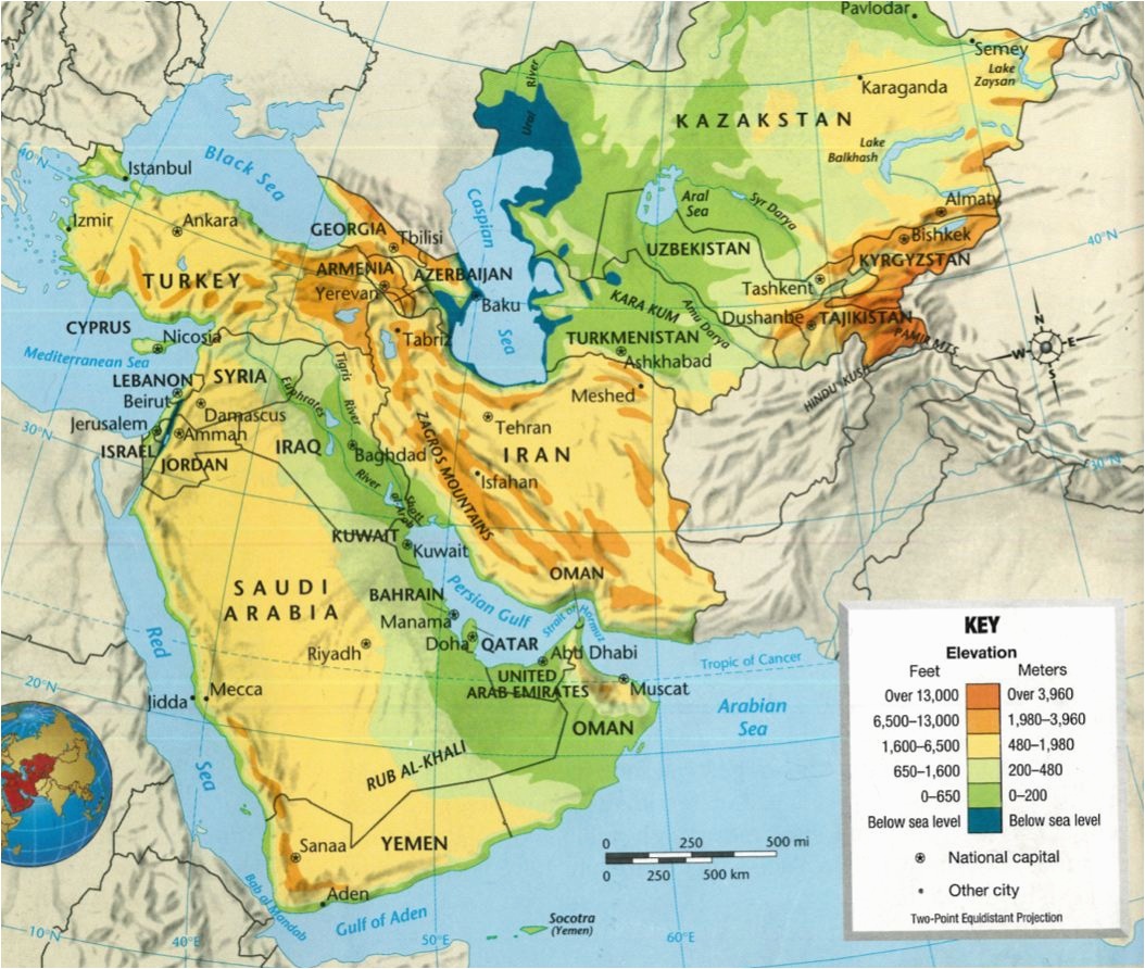 Southwest Asia Locations | Geography - Quizizz