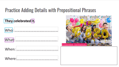  Expanding Sentences With Prepositional Phrases Quizizz